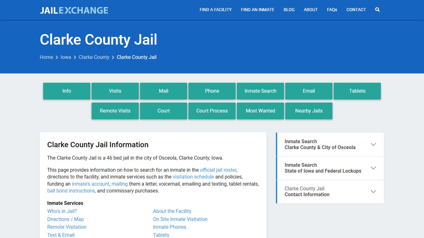 Clarke County Jail, IA Inmate Search, Information